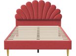 Letto Per Bambini Bolt Edge 140X200 Cm – Letto Singolo Per Bambine – Con Rete A Doghe – Senza Materasso – Design A Conchiglia Con Corona – Bianco/Rosso