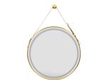 Specchio Da Bagno Rotondo A Led – 80 Cm – Montaggio A Parete – Luce Dimmerabile – Antiappannamento – Cornice Dorata – Specchio Per Trucco – Moderno