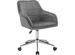 Sgabello Da Lavoro Happyment Vida – Grigio Scuro – Velluto – Regolabile In Altezza – Ergonomico – Con Braccioli – Girevole – Rotelle