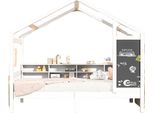 Letto Per Bambini 140X200 Cm – Letto A Casetta Montessori In Legno Massello – Letto A Casetta Per Bambini Con Tetto, Protezione Anticaduta E Ripiano – Senza Materasso
