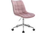 Happyment Sedia Da Ufficio Ergonomica In Velluto – Rosa – Regolabile In Altezza – Su Rotelle – Per Adulti – Girevole – Senza Braccioli