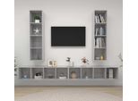 Maison Exclusive - Mobile Tv A Parete 4 Pz Grigio Cemento In Legno Multistrato