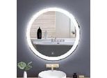 Specchio Costway Con Illuminazione, Specchio Da Bagno Rotondo, Specchio Da Bagno Con Interruttore Touch, Sistema Di Memoria E Funzione Antiappannamento, Specchio Da Parete