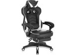 Sedia Da Gioco Premium – Ergonomica – Con Poggiapiedi – Regolabile In Altezza – Nero/Bianco – Sedia Da Gioco E Da Ufficio