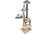 Costway Tiragraffi Grande, 197 Cm, Tiragraffi Per Gatti Con Tronchi Spessi, Piattaforme, Cuccia Per Gatti, Pali Per Graffiare, Amaca E Tappetini Rimovibili, Grigio+Naturale