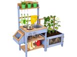 Vevor Cucina Giocattolo, Cucina Per Bambini, Cucina Giocattolo In Legno Con Vaso Per Piante, Serbatoio Dell'acqua, Lavello, Pentole E Accessori, Cucina In Legno Per Prato E Giardino, Per Bambini Dai 3 Anni In Su, 1060X370X995 Mm