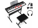 Costway Pianoforte Con Tastiera A 61 Tasti, Set Pianoforte Elettrico Con Supporto Regolabile E Sgabello, 128 Ritmi, 128 Timbri E 80 Demo, Strumento Musicale