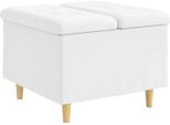 Vidaxl Pouf Con Cuscino Bianco 60 X 60 X 45 Cm Pelle Finta