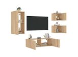 Maison Exclusive - Mobili Tv A Muro 4Pz Con Luci Led Rovere Sonoma