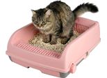 Costway Lettiera Aperta, Lettiera Per Gatti Con Bordo Alto, Cat Litter Box Con Vassoio Estraibile E Paletta Scorrevole, Gatti Fino A 10 Kg, In Pp, Rosa