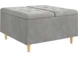 Syfax™ Pouf Contenitore Grigio Chiaro 80 X 80 X 45 Cm Velluto