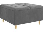 Syfax™ Pouf Contenitore Grigio Scuro 80 X 80 X 45 Cm Velluto