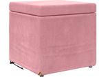 Syfax™ Pouf Rosa 41 X 41 X 40 Cm Velluto E Legno Ingegnerizzato