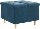 Vidaxl Pouf Con Cuscino Blu 60 X 60 X 45 Cm Velluto
