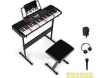 Costway Tastiera A 61 Tasti, Set Tastiera Elettrica Con Supporto E Sgabello, 200 Ritmi E 200 Timbri, 70 Demo, Adesivi Con Note Musicali, Strumento Musicale