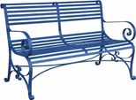 Casa Padrino Panchina Da Giardino In Ferro Battuto In Stile Art Nouveau Blu 120 Cm - Mobili Da Giardino