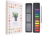 Libro Di Acquerello, Adatto Ai Principianti, 12 Colori, Set Di Acquerelli Con Pennello Per Bambini