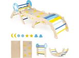 Costway Set Di 3 Strutture Per Arrampicata Da Interno, Triangolo Pieghevole Con Scivolo, Arco Per Arrampicata, Rampa Doppia E Set Di Mattoncini, Per Bambini Dai 1+ Anni