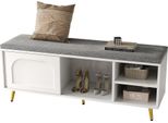 Panca Porta Scarpe, Scaffale Porta Scarpe Con Panca Panca Con Cuscino Porta Scarpe Con Spazio Contenitore Panca Guardaroba, Bianco, Dimensioni: L 121 × P 35 × A 49 Cm