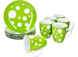 Pula Verde Set Da Colazione 12 Pezzi Porcellana Piatti A Pois Tazze