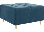 Syfax™ Pouf Contenitore Con Cuscino Blu 80 X 80 X 45 Cm Velluto