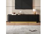 Mobile Tv Basso Merax Con 3 Ante E Sistema Di Gestione Dei Cavi, Mobile Tv Dal Design Moderno E Strutturato, Mobile Tv In Robusto Mdf E Pb, Nero