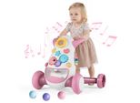 Girello Costway, Giocattolo Montessori, Girello Didattico Con Musica, Luci E Vano Portaoggetti, Per Bambini Dai 6 Ai 36 Mesi, Rosa