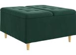 Syfax™ Pouf Contenitore Verde Scuro 80 X 80 X 45 Cm Velluto