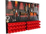 Botle® Parete Portautensili Parete Forata In Metallo, Contenitori Impilabili + Scaffale A Muro + Portautensili Set Da 63 Pezzi, Contenitore Per Minuteria, Officina A Muro Con 36 Contenitori Impilabili Rossi, Scaffale Sospeso Scaffale Di Smistamento