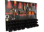 Botle® Parete Portautensili Parete Forata In Metallo, Contenitori Impilabili + Scaffale A Muro + Portautensili Set Da 59 Pezzi, Contenitore Per Minuteria, Officina A Muro Con 32 Contenitori Impilabili Neri, Scaffale Sospeso Scaffale Di Smistamento