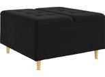 Syfax™ Pouf Contenitore Con Cuscino Nero 80 X 80 X 45 Cm Velluto