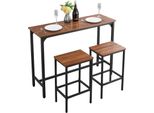 Set Tavolo Da Bar Vevor (3 Pezzi) Con 2 Sgabelli Da Bar E Bordi Arrotondati, Tavolo Da Bar Rettangolare Tavolo Alto (120 X 40 X 90 Cm), Tavolo Da Bistrot Tavolo Da Pranzo Marrone Rustico Nero, Adatto Per Ufficio Minibar