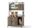Armadio Per Gatti Costway Con Ripiani, Armadio Per Lettiera, Casetta Per Gatti Con Tiragraffi, 4 Ganci E Ingresso, Metallo, Mobili Per Gatti Da Interno, 78 X 51 X 137 Cm, Grigio