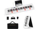 Pianoforte Digitale Costway A 61 Tasti Con Cuffie, Leggio, Tastiera Con Altoparlanti, Pedale Sustain, Funzione Midi, Bianco