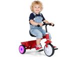 Costway Triciclo Per Bambini, Bicicletta Senza Pedali Con Ruote Luminose, Campanello, Contenitore Portaoggetti, Sedile Regolabile In 4 Posizioni E Pedali Rimovibili, Bambini 3+ Rosso