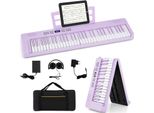 Pianoforte Digitale Costway A 61 Tasti Con Cuffie, Leggio, Tastiera Con Altoparlanti, Pedale Sustain, Funzione Midi, Viola