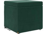 Syfax™ Pouf Verde Scuro 41 X 41 X 40 Cm Velluto E Legno Ingegnerizzato