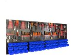Botle® Parete Portautensili Parete Forata In Metallo, Contenitori Impilabili + Scaffale A Muro + Portautensili Set Da 110 Pezzi, Contenitori Per Minuteria, Officina A Muro Con 56 Contenitori Blu Impilabili, Scaffale Sospeso Scaffale Di Smistamento