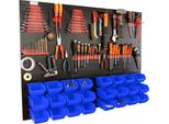 Botle® Parete Portautensili Parete Forata In Metallo, Contenitori Impilabili + Scaffale A Muro + Portautensili Set Da 51 Pezzi, Contenitore Per Minuteria, Officina A Muro Con 24 Contenitori Blu Impilabili Piccoli E Grandi, Scaffale Sospeso Scaffale Di Sm