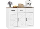 Costway Credenza, Mobile Da Cucina Con 3 Cassetti, 3 Ante, Piano Di Lavoro E Ripiani, Credenza, Mobile Contenitore Per Cucina, Sala Da Pranzo, Bianco