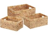 Vidaxl Cestini Portaoggetti 3 Pezzi Naturale 40 X 30 X 18 Cm Giacinto D'acqua