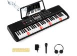 Pianoforte Elettronico Costway Con 61 Tasti, 200 Ritmi E 200 Timbri, 70 Demo, Microfono E Cuffie Inclusi, Nero