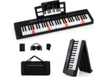 Pianoforte Digitale Costway A 61 Tasti Con Cuffie, Leggio, Tastiera Con Altoparlanti, Pedale Sustain, Funzione Midi, Nero