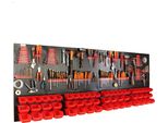 Botle® Parete Portautensili Parete Forata In Metallo, Contenitori Impilabili + Scaffale A Muro + Portautensili Set Da 110 Pezzi, Contenitori Per Minuteria, Officina A Muro Con 56 Contenitori Impilabili Rossi, Scaffale Sospeso Scaffale Di Smistamento