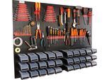 Botle® Parete Portautensili Parete Forata In Metallo, Contenitori Impilabili + Scaffale A Muro + Portautensili Set Da 47 Pezzi, Contenitore Per Minuteria, Officina A Muro Con 20 Contenitori Impilabili, Scaffale Sospeso Scaffale Di Smistamento