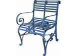 Casa Padrino Sedia Da Giardino In Ferro Battuto In Stile Art Nouveau Con Braccioli Blu - Mobili Da Giardino