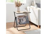 Tavolino Con Portagiornali "JäLler"" In Metallo 48 X 40 X 30 Cm Nero / Effetto Rovere"