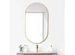 Aiorber Specchio Da Parete Ovale 50X60 Cm Cornice In Metallo Moderno Per Corridoio Spogliatoio Soggiorno Colore Oro