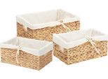 Vidaxl Cestini Portaoggetti 3 Pezzi Naturale 40 X 30 X 18 Cm Giacinto D'acqua