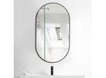 Aiorber Specchio Da Parete Ovale 50X60 Cm Cornice In Metallo Moderno Per Corridoio Spogliatoio Soggiorno Nero